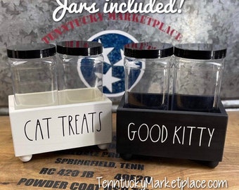 Personalized Cat Treat Box includes two 40 Oz plastic containers | pairs well with Rae Dunn