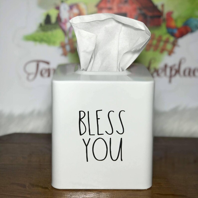 Bless You Tissue Box Cover Farmhouse Decor Tissue Box Etsy