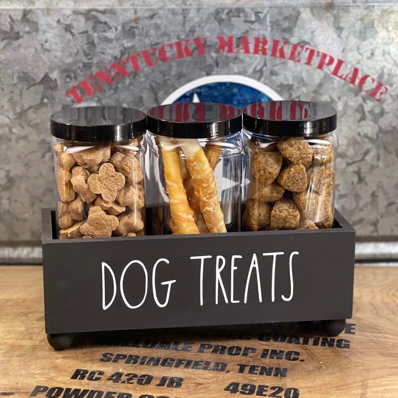 Personalized Dog Treat Box Includes Three 40 Oz Plastic Etsy