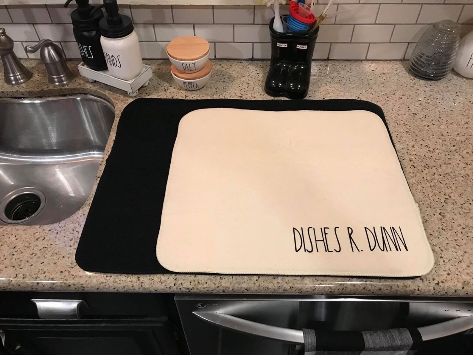 DISHES R DUNN Dish Drying Mat Two Sizes Black Farmhouse Etsy