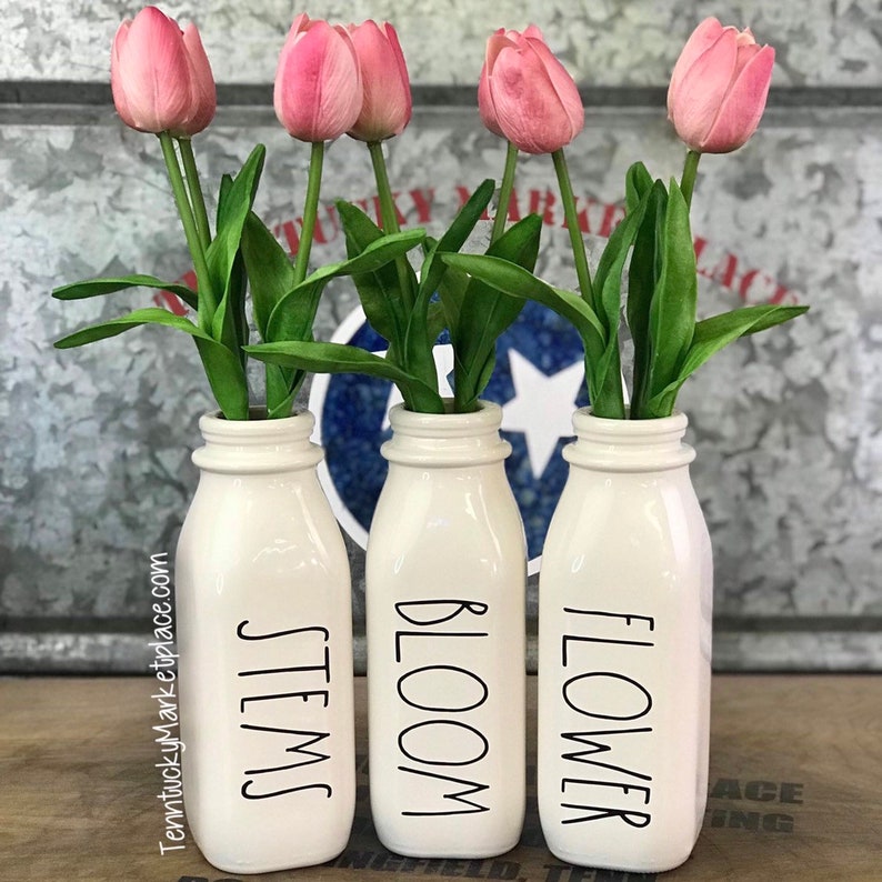 Milk Bottle Vases Farmhouse Inspired Vases Home Sweet Home Etsy