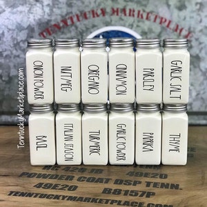 6oz SPICE JAR SET 12 Jar Set Farmhouse Kitchen Additional Jars Rae