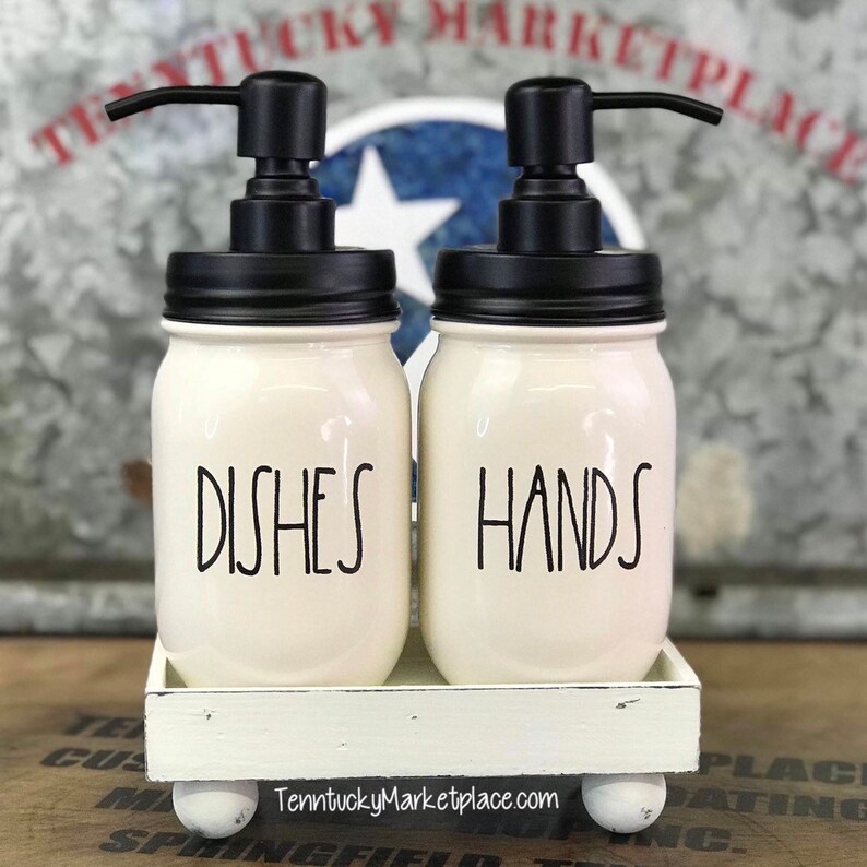 SOAP Dispenser Set With Riser Farmhouse Kitchen Soap Etsy
