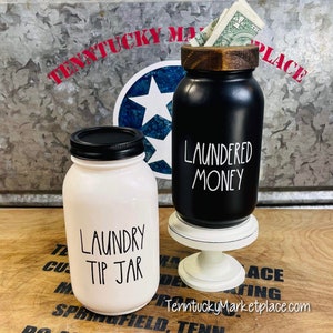 Laundry Room Bank Funny Laundered Money Holder Cream or Matte Black Laundry Room Decor Pairs well with Rae Dunn image 3