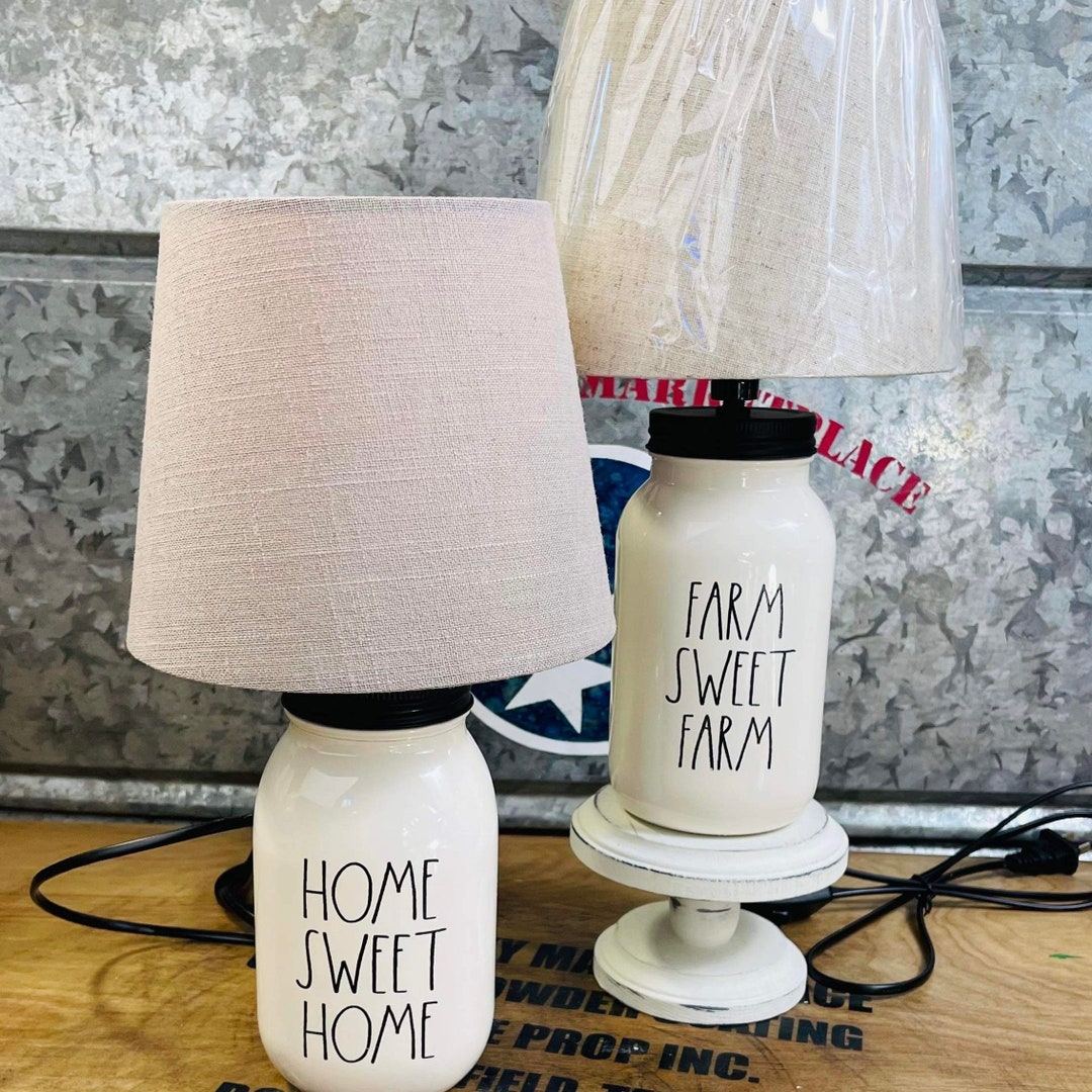 FARM SWEET FARM Table Lamp Perfect for Counter or Night Table Mason Jar