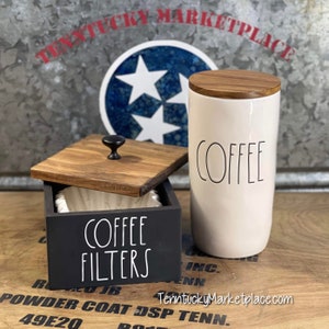 COFFEE FILTER Box| Pairs well with Rae Dunn | Coffee Bar Decor | Coffee Filter Holder
