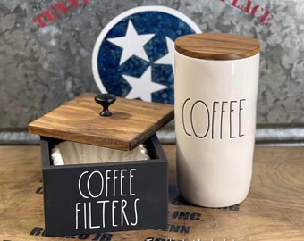 COFFEE FILTER Box| Pairs well with Rae Dunn | Coffee Bar Decor | Coffee Filter Holder