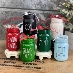 CHRISTMAS MINI CANISTERS | Tiered Tray Decor | Pairs Well With Rae Dunn | Holiday Decor