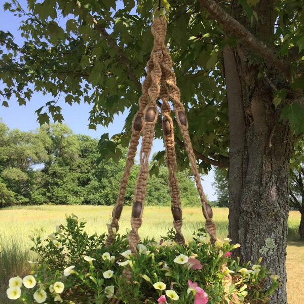 Extra Large "Naturally Knotty" Macrame' Plant Hanger, Large Jute Plant Hanger, Jute Pot Hanger, Natural Jute Macrame' Plant Hanger