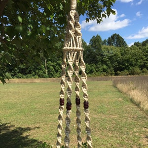 Large "Pretty Twisted" Macrame' Plant Hanger (Fancy Top), Macrame' Cord Plant Hanger for Large Pots, Neutral Toned Plant Hanger