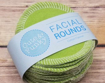 Reusable Facial Round | 20 Apple Green Cosmetic Rounds | Makeup Remover Pads | Zero Waste | Cotton Face Pads | Makeup Wipes | Toner Pads