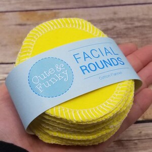 Reusable Cosmetic Round, 20 Bright yellow Makeup Removers, Facial Rounds, Washable Makeup Pads