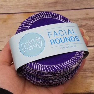 Reusable Makeup Remover Pads, 20 Bright Purple, Washable Facial Rounds, Cotton rounds, Toner pads, Cotton Balls, Zero Waste Gift