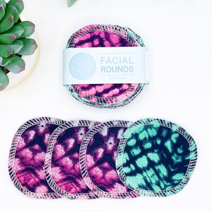 Washable Makeup Removers, Set of 20 Tie Dye Reusable Cotton Facial Rounds, Zero Waste Toner Pads, Eco-friendly Facial Scrubby