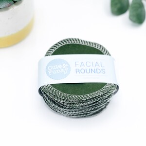 Washable Makeup Removers, Set of 20 Hunter Green Reusable Cotton Facial Rounds