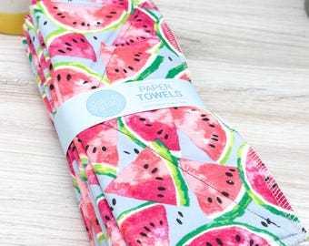 Reusable Cotton Cloth Paper Towels: Camping Print, Zero Waste (Set of 6)