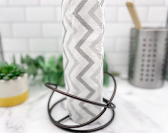 Paperless Towels/ Gray Chevron/ Zero Waste Kitchen/ Zero Waste Cleaning/ Kitchen Towels/ Flannel Paper Towels