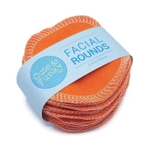Eco-friendly cloth makeup wipes, Set of 20 Orange Washable Facial Rounds