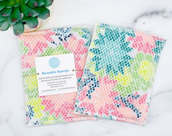 Floral Reusable Sponge: Zero Waste Kitchen Scrubber