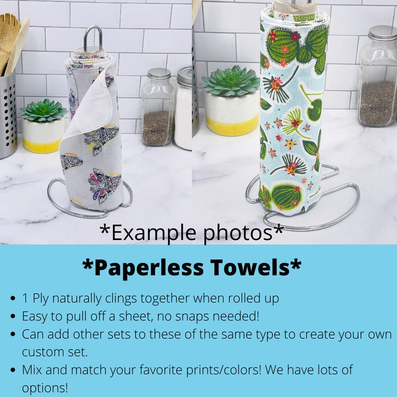 10x12, Paperless paper towels / Blue Variety/ Eco-friendly kitchen/ Sustainable Living/kitchen Decor/Reusable cloth towels / Zero waste image 3