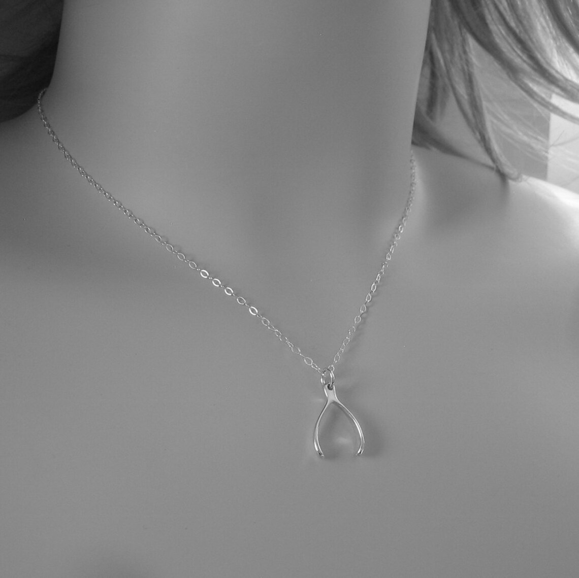 Wishbone Necklace Sterling Silver Good Luck Jewelry Etsy
