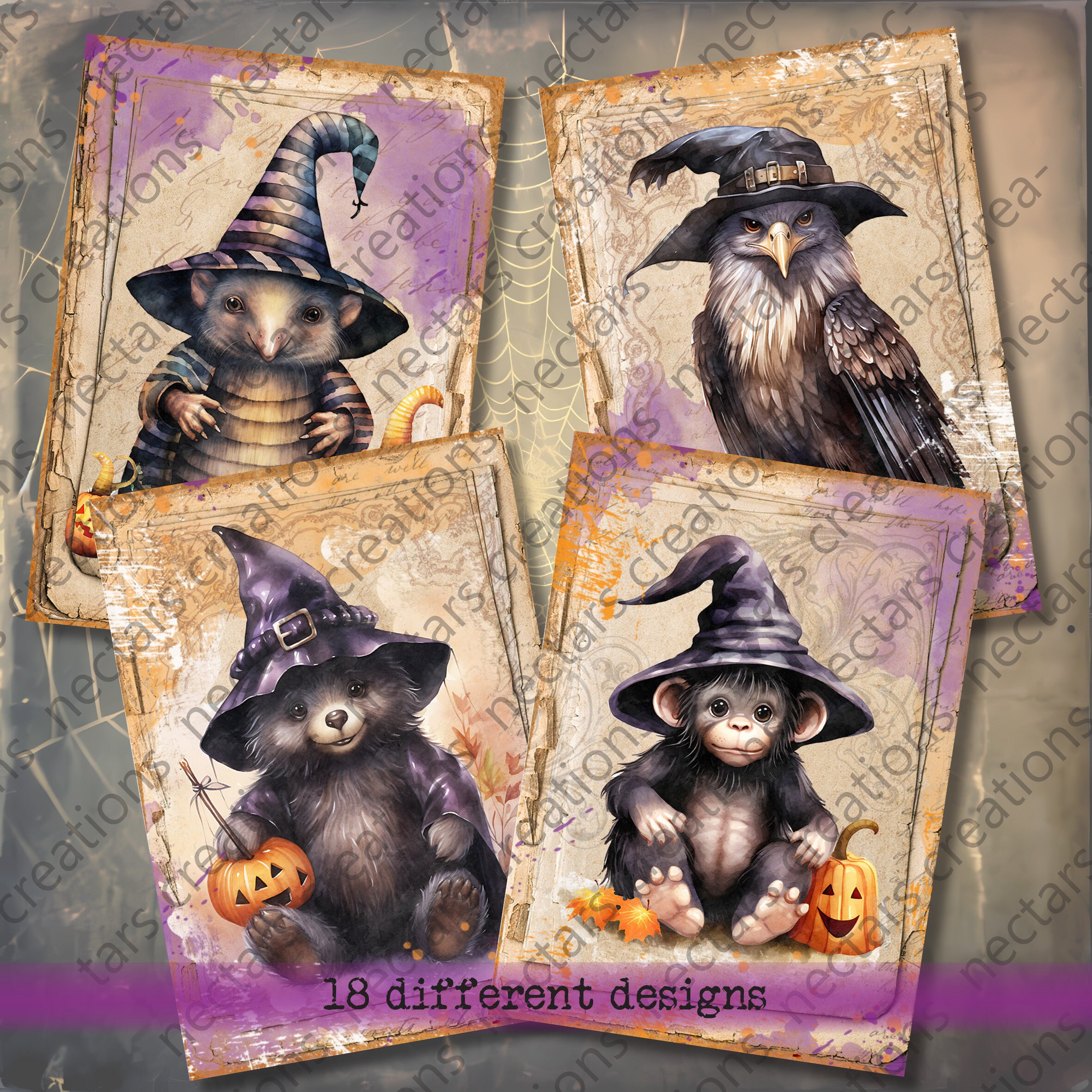 HALLOWEEN FURRIES Vintage Printable 2.5x3.5 ATC Etsy