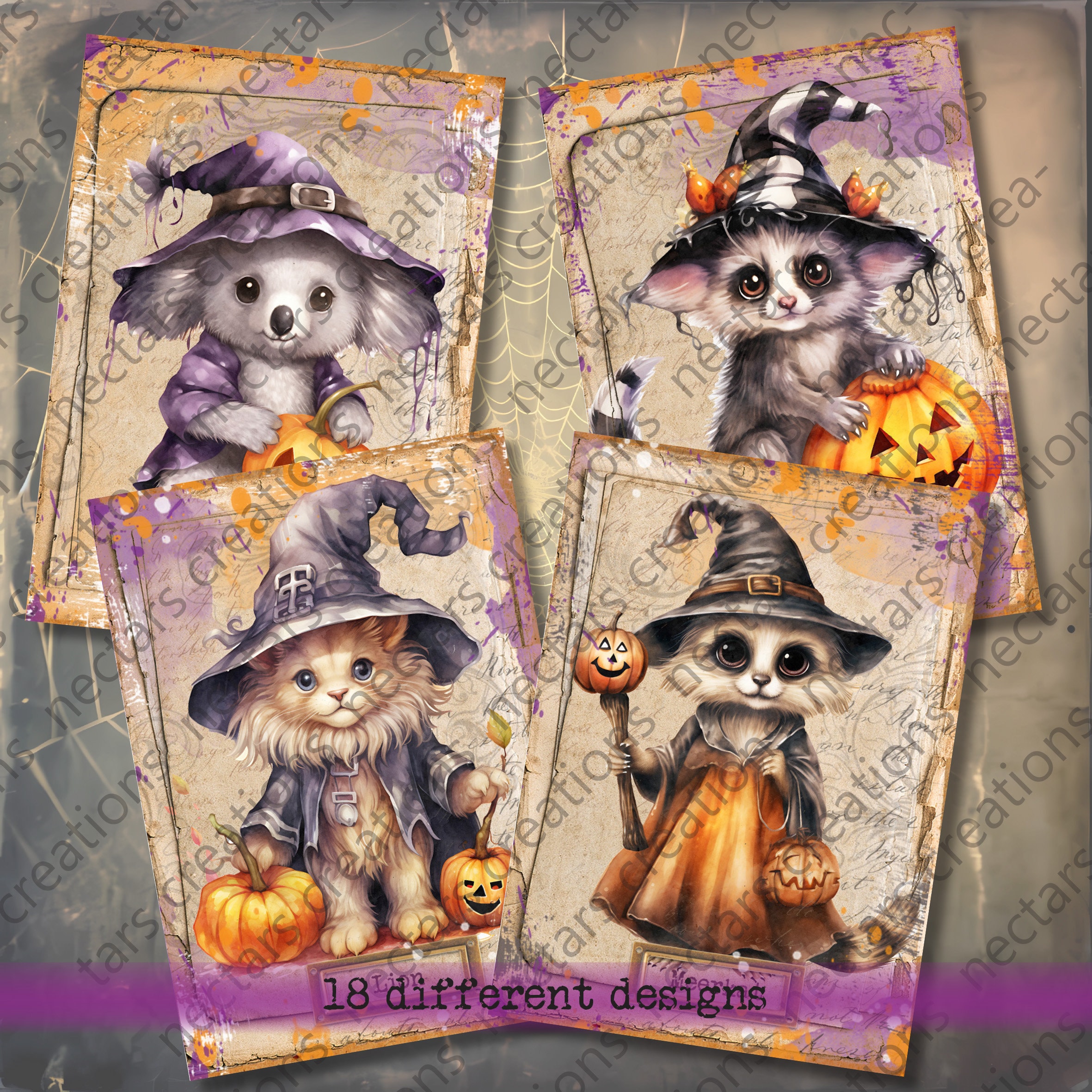 HALLOWEEN FURRIES Vintage Printable 2.5x3.5 ATC Etsy