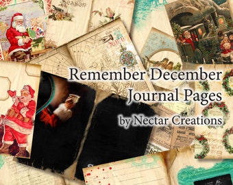 Remember December vintage Printable Christmas Journal Pages INSTANT DOWNLOAD December Daily type pages for scrapbooking, journals cards