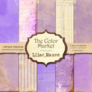 Junk Journal Kit THE COLOR MARKET - Lilac_Mauve. Vintage paper in shades of light purples, Scrapbooking,Journals,Cards,Mixed Media,Collage