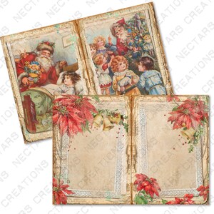 Junk Journal Kit Printable DIY CHRISTMAS EVE_PP2-Vintage coffee stained paper-lace-Scrapbooking-Journals-Cards-Mixed Media crafts-Collage image 5