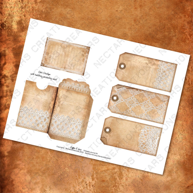Download COFFEE & LACE Printable Junk Journal Kit. Vintage coffee ...