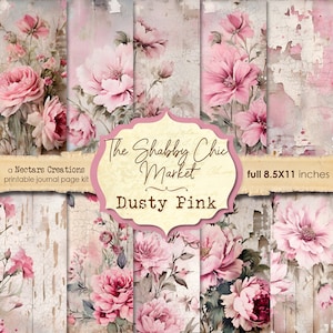 Kit de journal indésirable SHABBY CHIC MARKET - Rose poudré. papier vintage dans des tons de rose poudré, scrapbooking, journaux, cartes ou techniques mixtes, collage