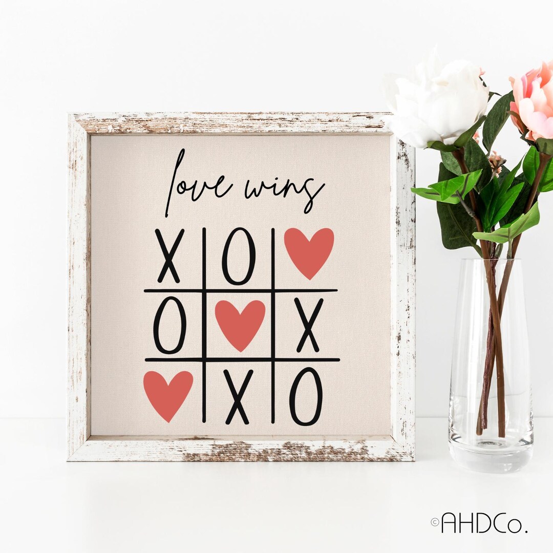 Love Wins SVG / Tic Tac Toe SVG / Love Svg / SVG for Valentines Day ...