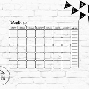 Monthly Chalkboard Calendar SVG / Chalkboard Calendar / Blank Monthly ...