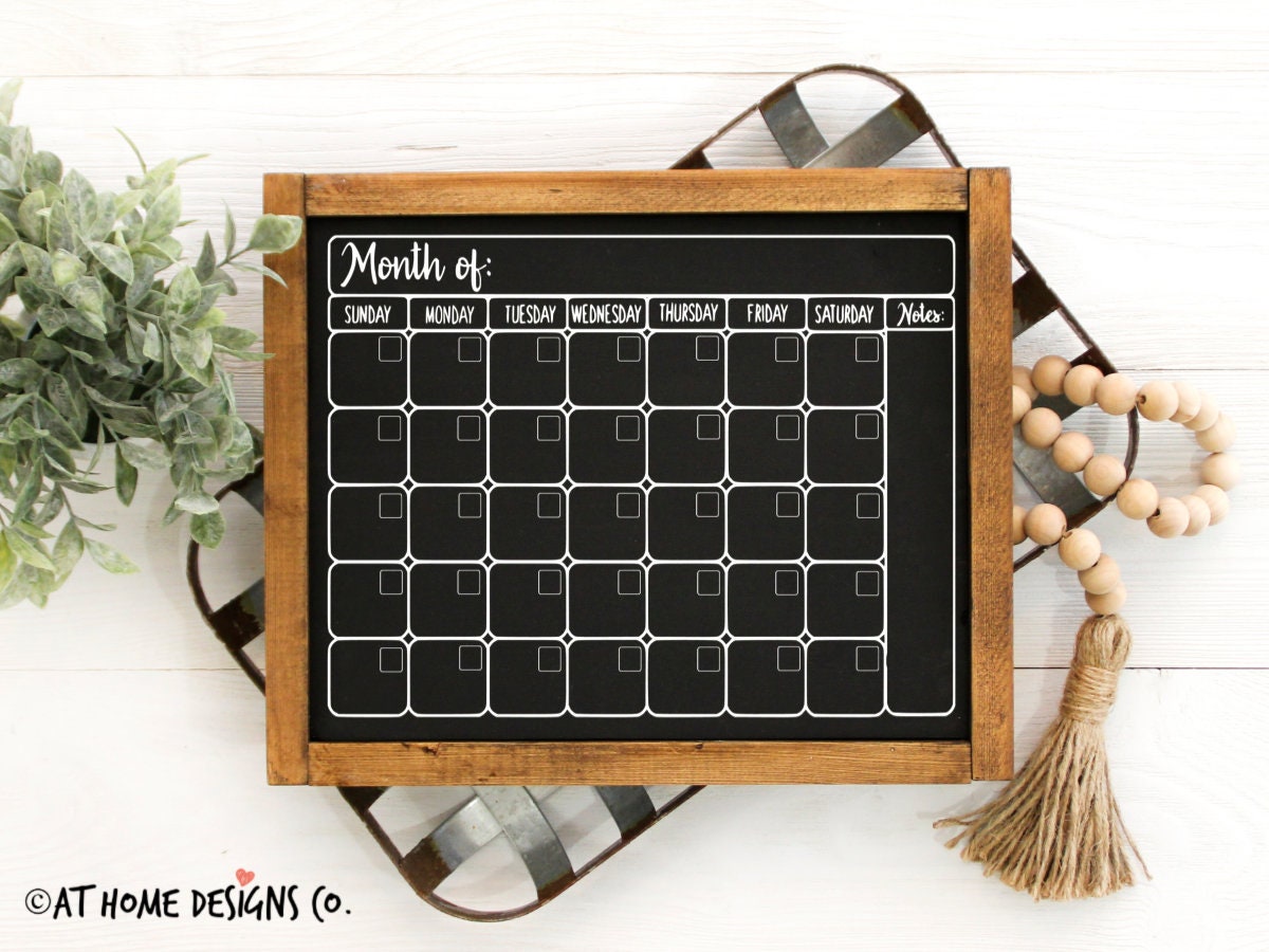 Chalkboard Calendar Sign, Office Calendar Sign, Chalkboard Calendar, Office  Organization, Monthly Calendar, Hanging Calendar, Kitchen Decor 