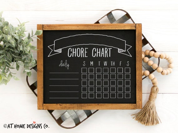 Daily Chore Chart Template Svg Chalkboard Chore Chart Etsy