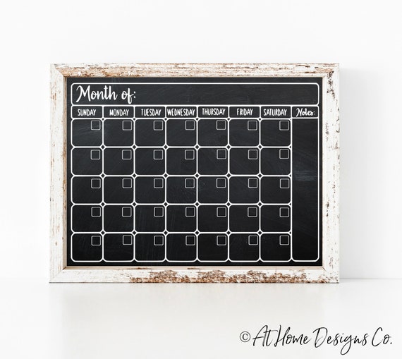 Monthly Chalkboard Calendar SVG / Chalkboard Calendar / Blank Monthly  Calendar / Calendar Svg / DIY Chalkboard Calendar / Calendar Svg - Etsy
