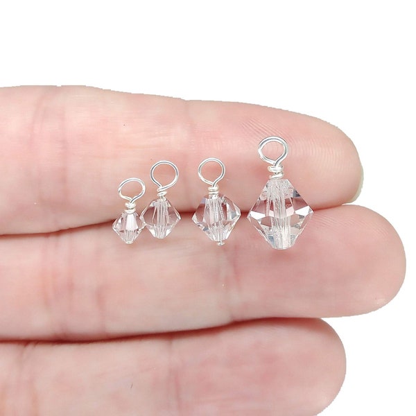 Crystal Bicone Charms, 10 pc or 25 pc Clear Add On Bead Dangles, 4mm 5mm 6mm 8mm Czech Glass Beads