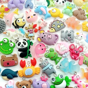 Cute Animal Charms, Kawaii Mix of Colorful Resin Cabochon Pendants, Adorable Flatback Charms for Making DIY Jewelry, 20-piece Assortment