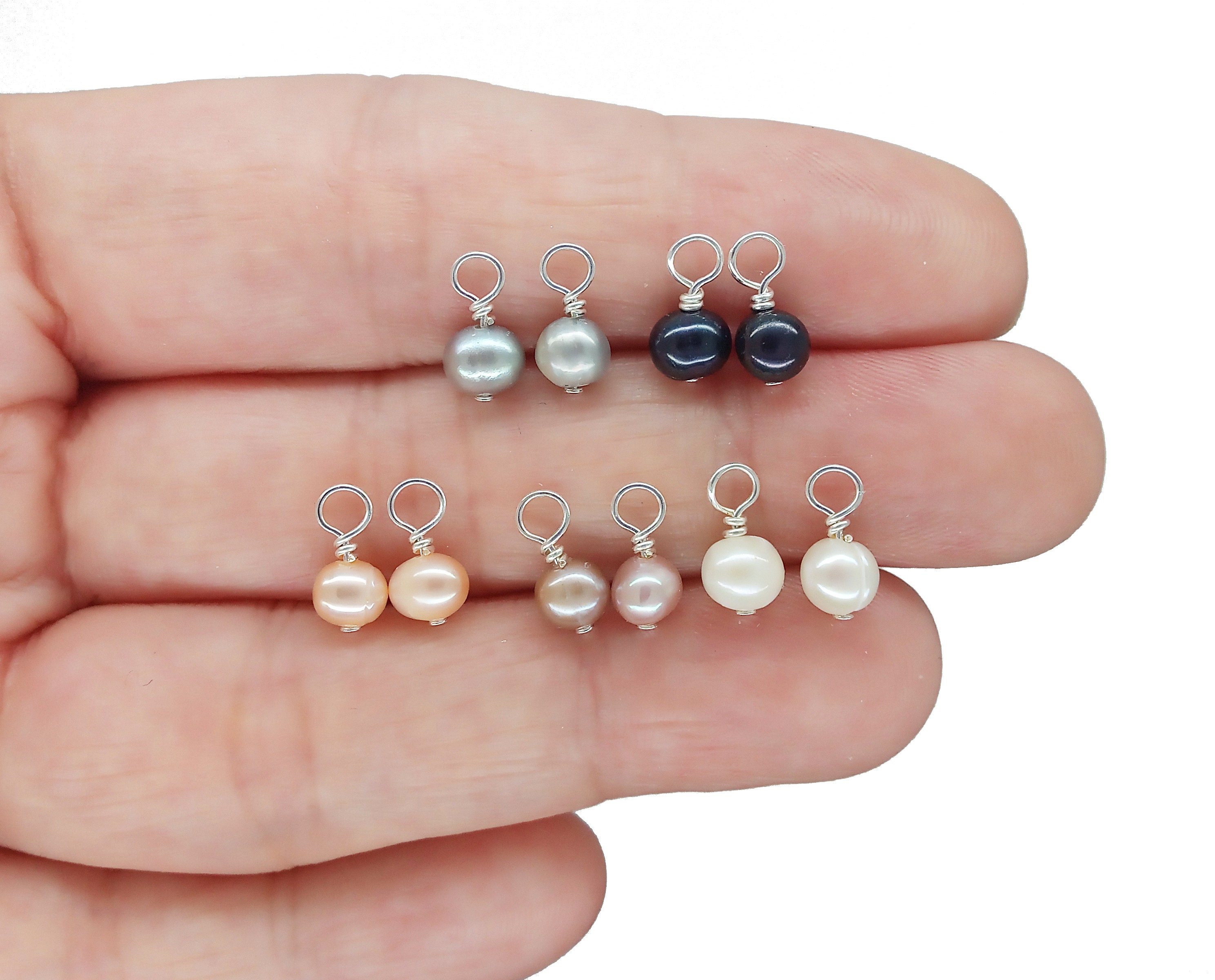 Tiny Freshwater Pearl Charms 5 Pairs of Small Pearl Earring Etsy