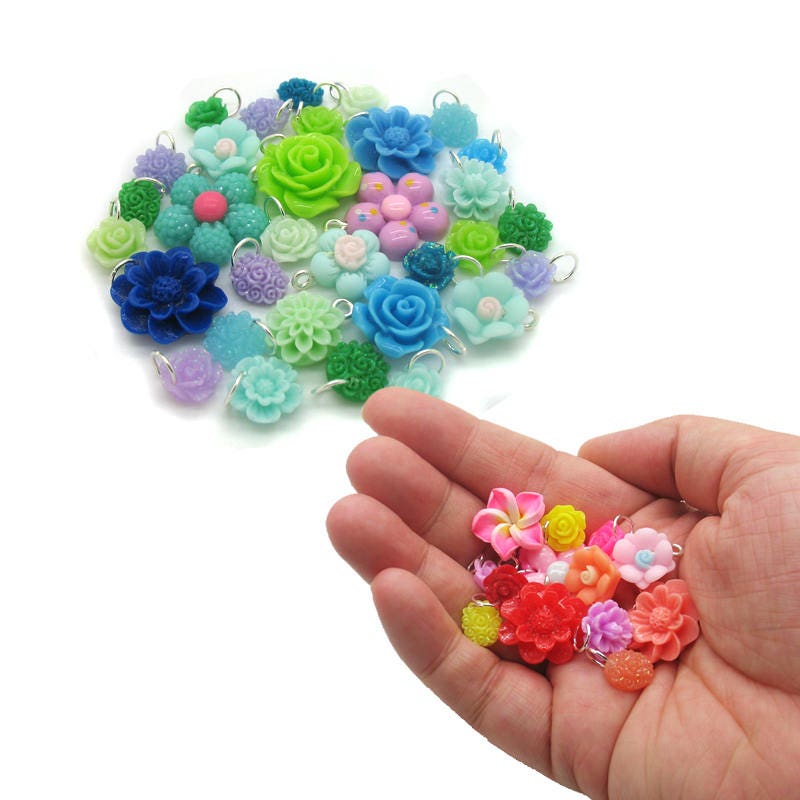 Multi coloured Rainbow Mix Resin Flatback Craft Flowers Roses Choose Colour Mix