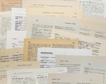 50 Foreign Language Dictionary Book Pages, Mix for Junk Journaling
