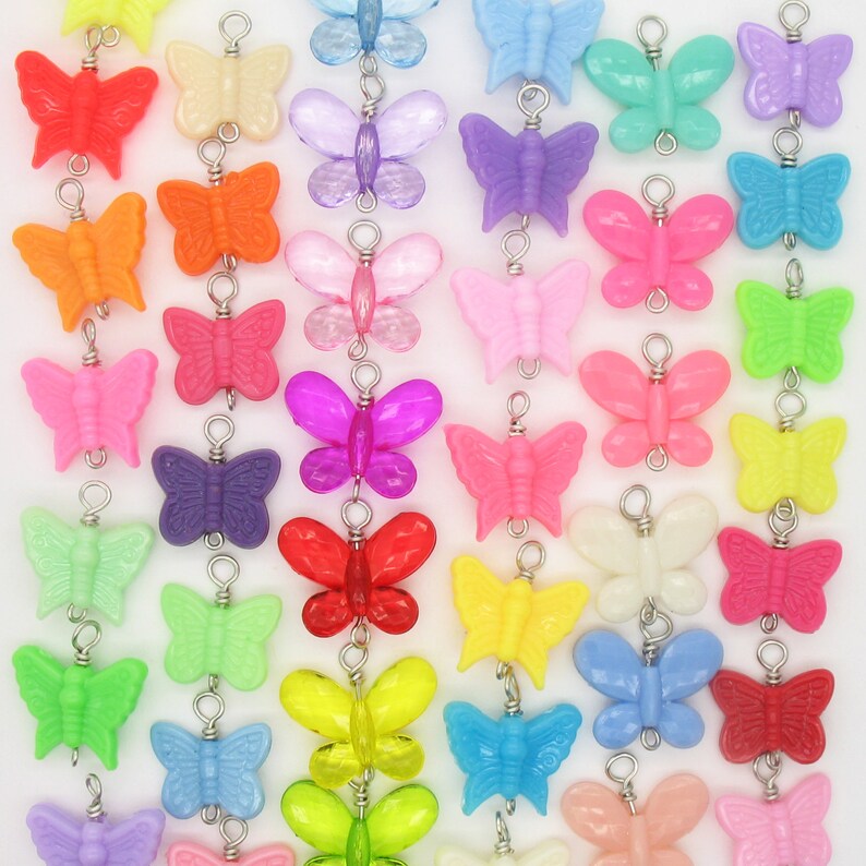 Acrylic Butterfly Charms Bulk Cute Butterfly Beads Pendant Etsy