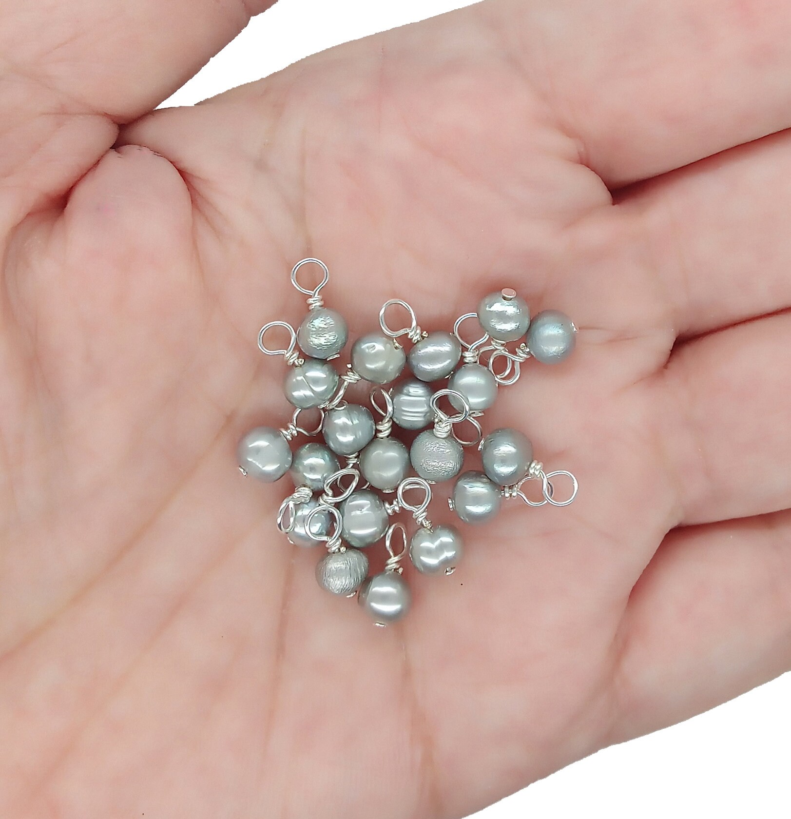 Small Pearl Charms Tiny Freshwater Pearl Bead Dangles Choose Etsy