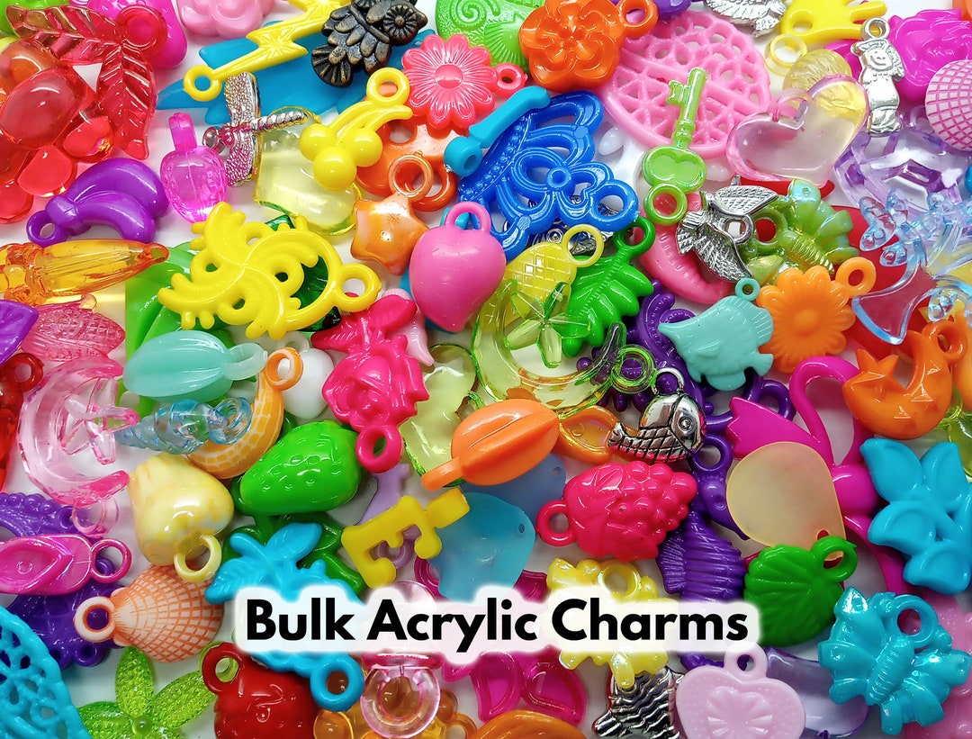 Bulk Acrylic Charms 100 Pc Mixed Plastic Charms and Pendants Colorful