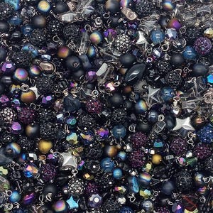 Goth Dangle Charm Mix, 20 pieces, Black & Dark Colors for Witchy Accessories