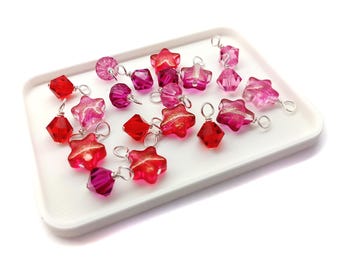 Blue & Green Star Charm Mix 16 pcs, Beautiful Bead Dangle Set, Pretty Glass Bicone and Star Dangles for making Whimsigoth Aesthetic Jewelry