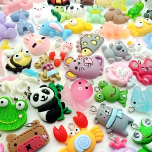 Cute Animal Charms, Kawaii Mix of Colorful Resin Cabochon Pendants ...