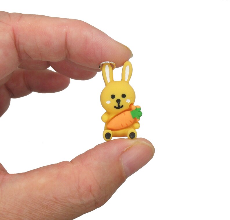 Cute Rabbit Charms DIY Charm Bracelet Supplies 8 pc Kawaii Easter Bunny Resin Cabochons