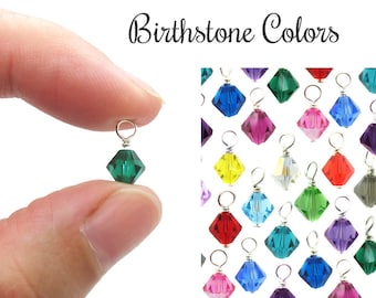 Birthstone Bead Dangles, Crystal Bicone Dangle Charms, Add On Charms for Birth Month